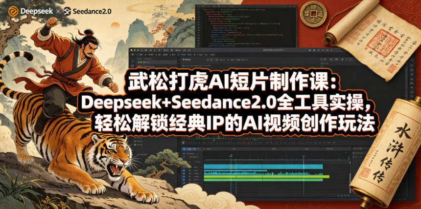 武松打虎AI短片制作课：Deepseek+Seedance2.0全工具实操，轻松解锁经典IP的AI视频创作玩法-紫橙资源网