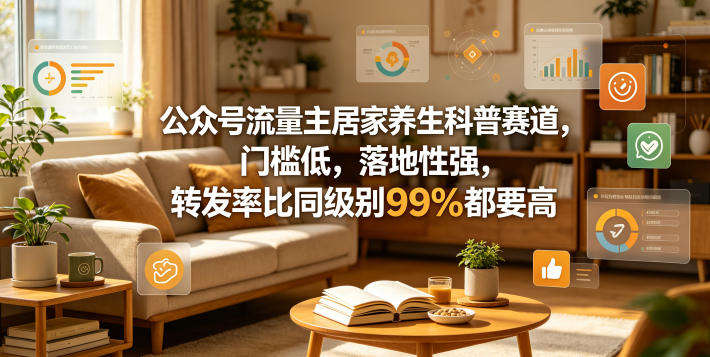 公众号流量主居家养生科普赛道,门槛低,落地性强,转发率比同级别99%都要高-紫橙资源网