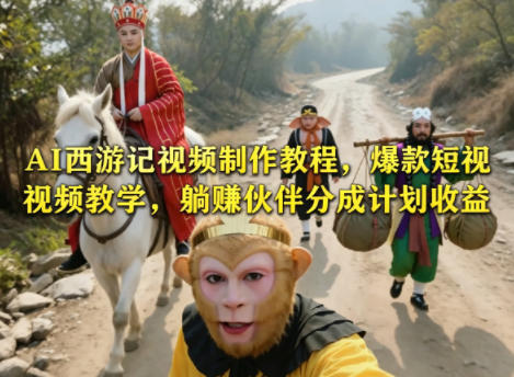 AI西游记视频制作教程，爆款短视频教学，躺賺伙伴分成计划收益-紫橙资源网