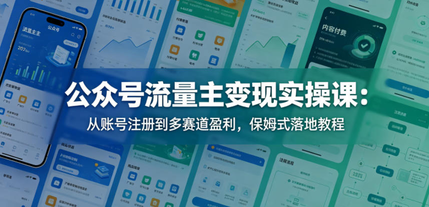 公众号流量主变现实操课:从账号注册到多赛道盈利,保姆式落地教程-紫橙资源网