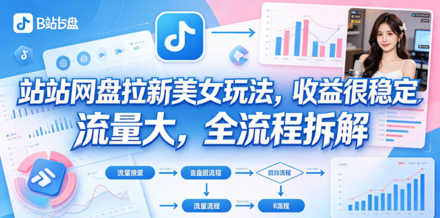 B站网盘拉新美女玩法,收益很稳定,流量大,全流程拆解-紫橙资源网