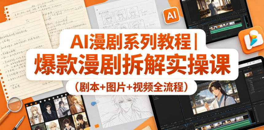 AI漫剧系列教程|爆款漫剧拆解实操课(剧本+图片+视频全流程)-紫橙资源网