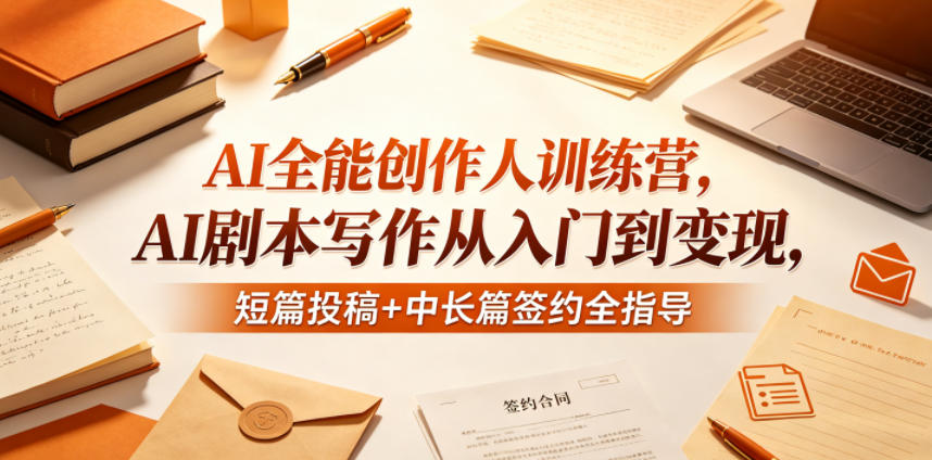 AI全能创作人训练营,AI剧本写作从入门到变现,短篇投稿+中长篇签约全指导-紫橙资源网