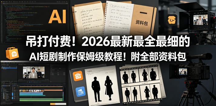 吊打付费!2026最新最全最细的AI短剧制作保姆级教程!附全部资料包-紫橙资源网