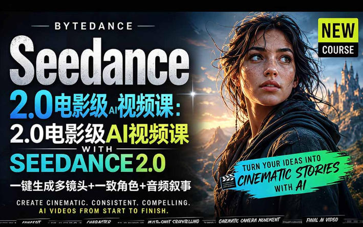字节跳动的Seedance 2.0 AI电影视频生成制作教程,一键生成多镜头+一致角色+音频叙事-中英字幕-紫橙资源网