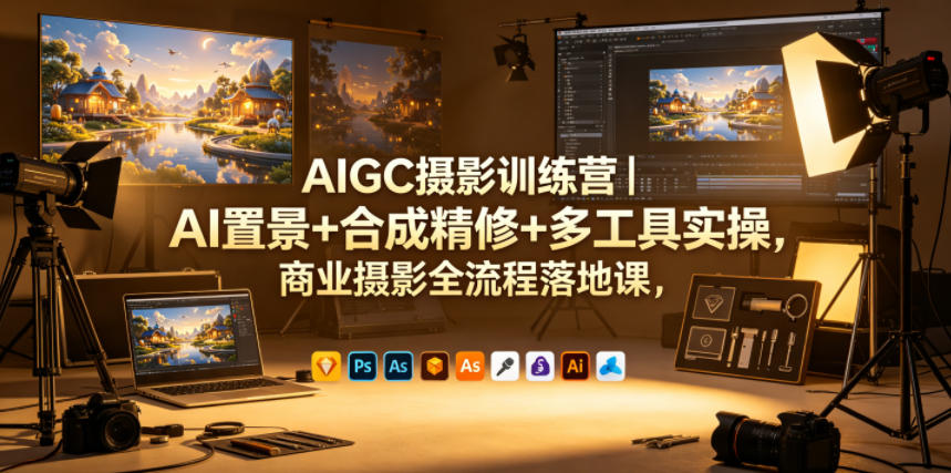 AIGC摄影训练营|AI置景+合成精修+多工具实操,商业摄影全流程落地课-紫橙资源网