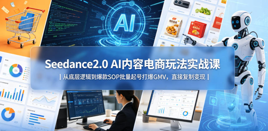 Seedance2.0 AI内容电商玩法实战课|从底层逻辑到爆款SOP批量起号打爆GMV,直接复制变现-紫橙资源网