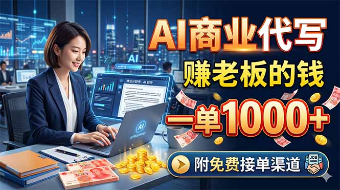 AI商业代写,赚老板的钱,一单1000+,附免费接单渠道-紫橙资源网