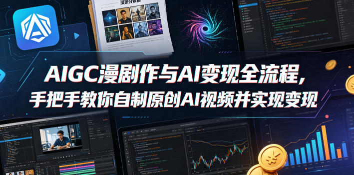 AIGC漫剧创作与AI变现全流程，手把手教你自制原创AI视频并实现变现-紫橙资源网