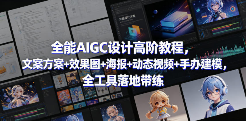 全能AIGC设计高阶教程，文案方案+效果图+海报+动态视频+手办建模，全工具落地带练-紫橙资源网