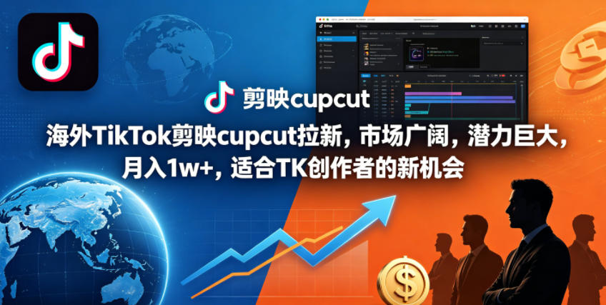 海外TikTok剪映cupcut拉新，市场广阔，潜力巨大，月入1w+，适合TK创作者的新机会-紫橙资源网