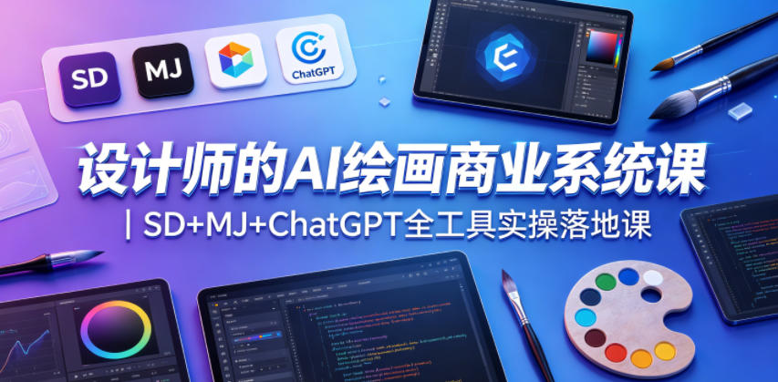 设计师的AI绘画商业系统课｜SD+MJ+ChatGPT全工具实操落地课-紫橙资源网