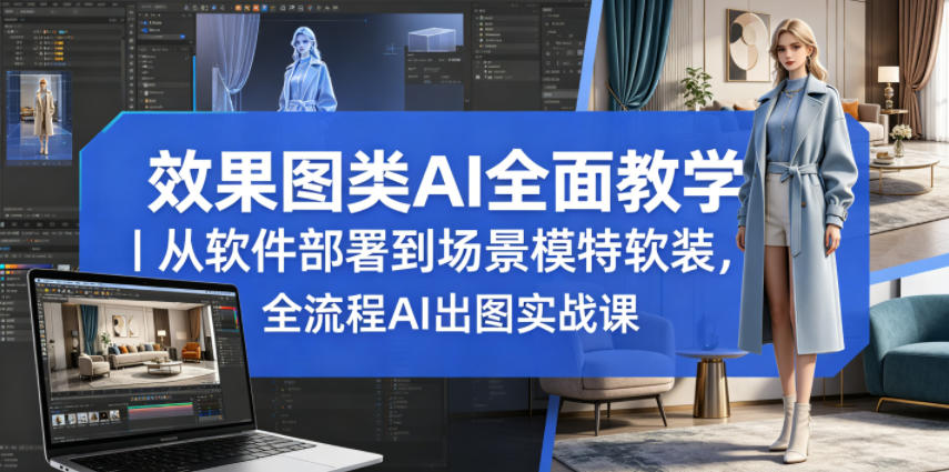 效果图类AI全面教学｜从软件部署到场景模特软装，全流程AI出图实战课-紫橙资源网