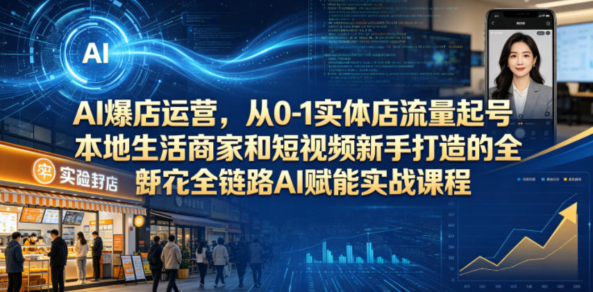 AI爆店运营，从0-1实体店流量起号，本地生活商家和短视频新手打造的全链路AI赋能实战课程-紫橙资源网
