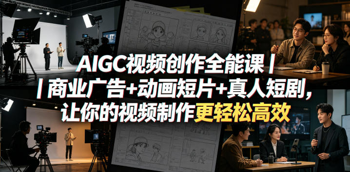 AIGC视频创作全能课｜商业广告+动画短片+真人短剧，让你的视频制作更轻松高效-紫橙资源网