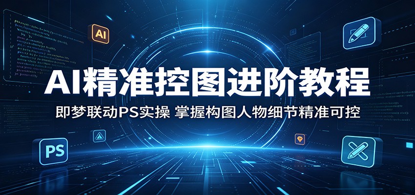 AI精准控图进阶教程：即梦联动PS实操，掌握构图人物细节精准可控-紫橙资源网
