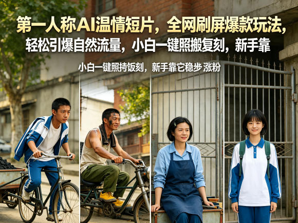 第一人称AI温情短片，全网刷屏爆款玩法，轻松引爆自然流量，小白一键照搬复刻，新手靠它稳步涨粉-紫橙资源网