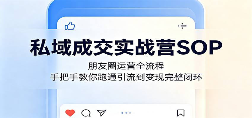 私域成交实战营SOP：朋友圈运营全流程，手把手教你跑通引流到变现完整闭环-紫橙资源网
