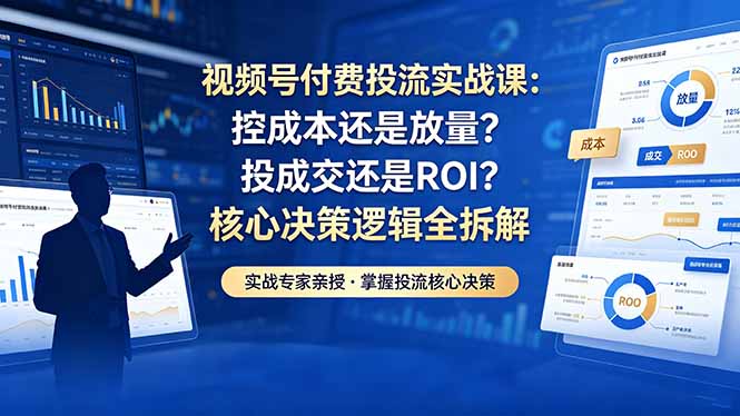 视频号付费投流实战课-5月：控成本还是放量？投成交还是ROI？核心决策逻辑全拆解-紫橙资源网
