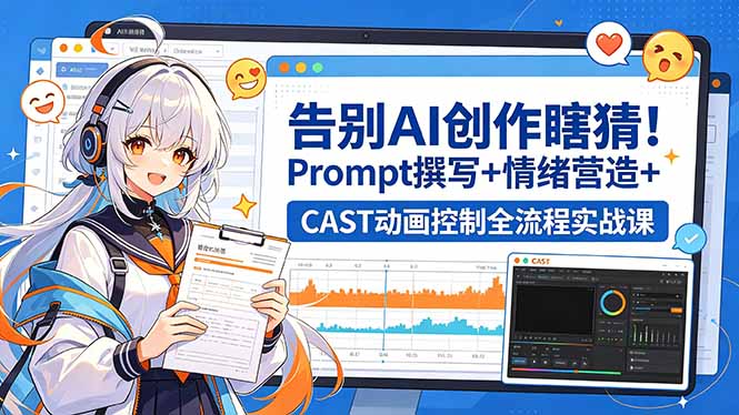告别AI创作瞎猜！Prompt撰写+情绪营造+CAST动画控制全流程实战课-紫橙资源网