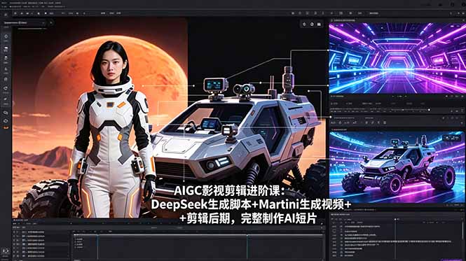 AIGC影视剪辑进阶课：DeepSeek生成脚本+Martini生成视频+剪辑后期，完整制作AI短片-紫橙资源网