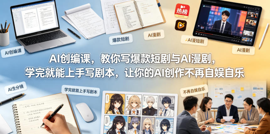AI创编课，教你写爆款短剧与AI漫剧，学完就能上手写剧本，让你的AI创作不再自娱自乐-紫橙资源网