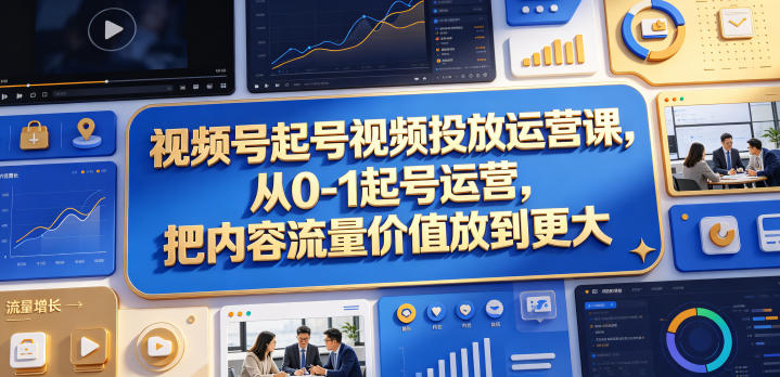 视频号起号视频投放运营课，从0-1起号运营，把内容流量价值放到更大-紫橙资源网