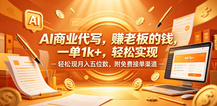 AI商业代写，賺老板的钱，一单1k+，轻松实现月入五位数，附免费接单渠道-紫橙资源网