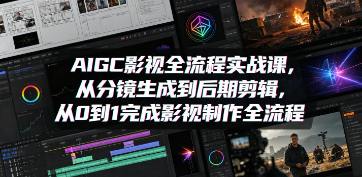 AIGC影视全流程实战课，从分镜生成到后期剪辑，从0到1完成影视制作全流程-紫橙资源网
