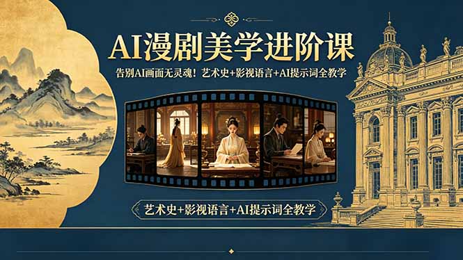 告别AI画面无灵魂！AI漫剧美学进阶课，艺术史+影视语言+AI提示词全教学-紫橙资源网