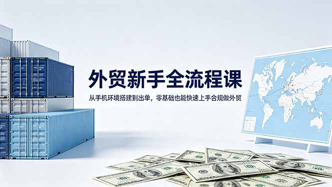 外贸新手全流程课:从手机环境搭建到出单,零基础也能快速上手合规做外贸-紫橙资源网
