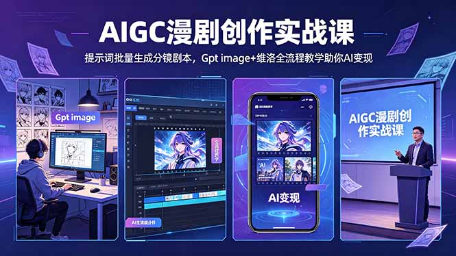 AIGC漫剧创作实战课-更新5月16,提示词批量生成分镜剧本,Gpt image+维洛全流程教学助你AI变现-紫橙资源网