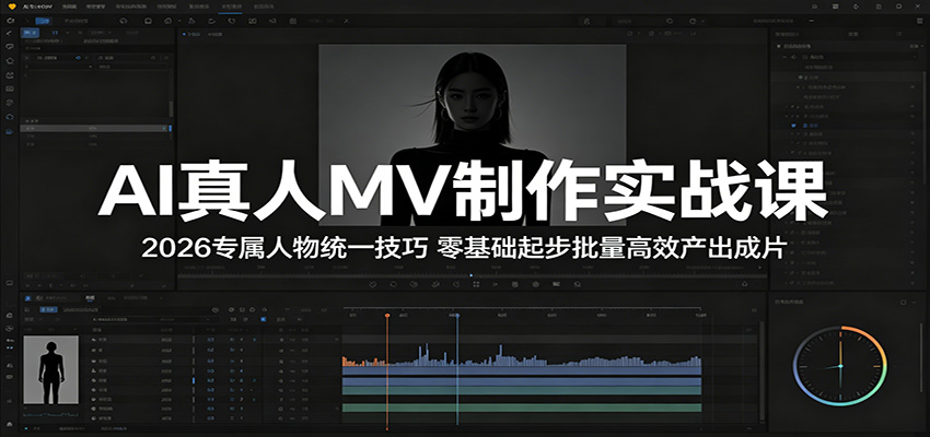 AI真人MV制作实战课:2026专属人物统一技巧,零基础起步批量高效产出成片-紫橙资源网
