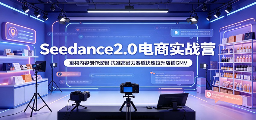 Seedance2.0电商实战营:重构内容创作逻辑,找准高潜力赛道快速拉升店铺GMV-紫橙资源网