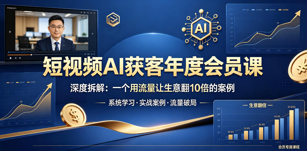 短视频AI获客年度会员课,深度拆解,一个用流量让生意翻10倍的案例-紫橙资源网