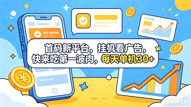 首码新平台,挂G自动看广告,快来吃第一波肉,每天单机30+,可矩阵放大-紫橙资源网