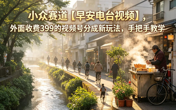 小众赛道【早安电台视频】,外面收费399的视频号分成新玩法,手把手教学-紫橙资源网