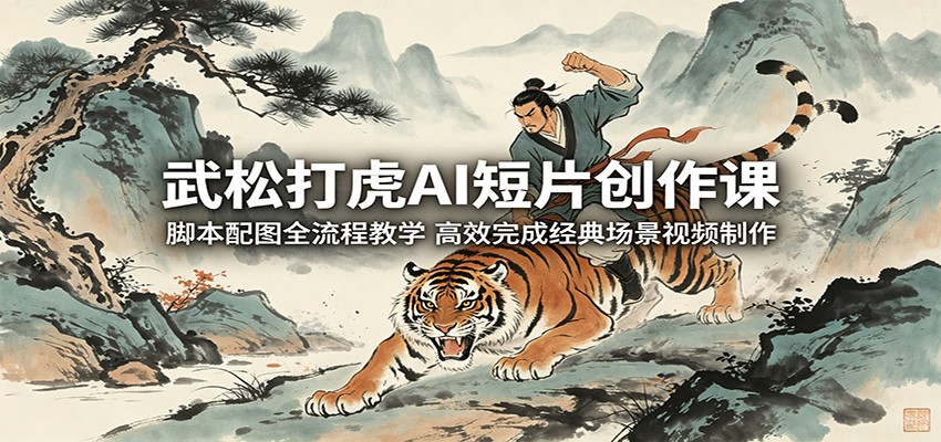 武松打虎AI短片创作课:脚本配图全流程教学,高效完成经典场景视频制作-紫橙资源网
