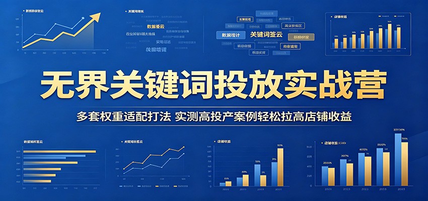 无界关键词投放实战营:多套权重适配打法,实测高投产案例轻松拉高店铺收益-紫橙资源网