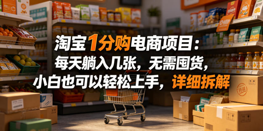 淘宝1分购电商项目:每天躺入几张,无需囤货,小白也可以轻松上手,详细拆解-紫橙资源网