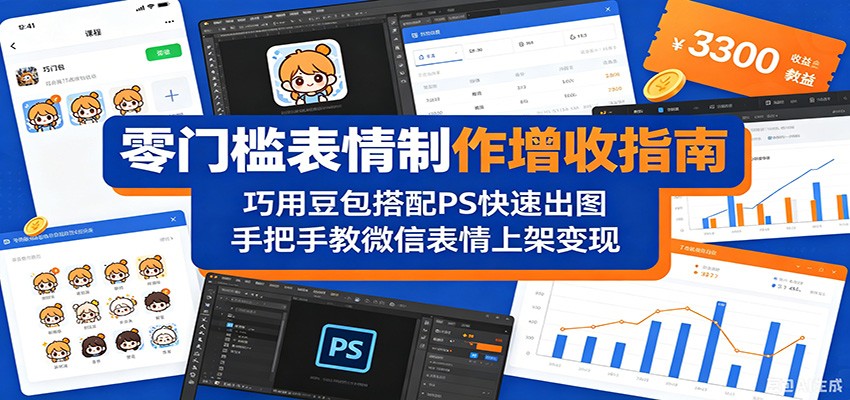 零门槛表情制作增收指南:巧用豆包搭配 PS 快速出图,手把手教微信表情上架变现-紫橙资源网