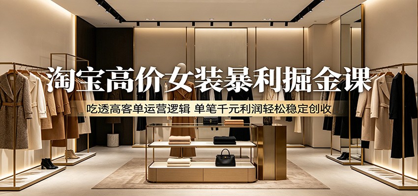 淘宝高价女装暴利掘金课:吃透高客单运营逻辑,单笔千元利润轻松稳定创收-紫橙资源网