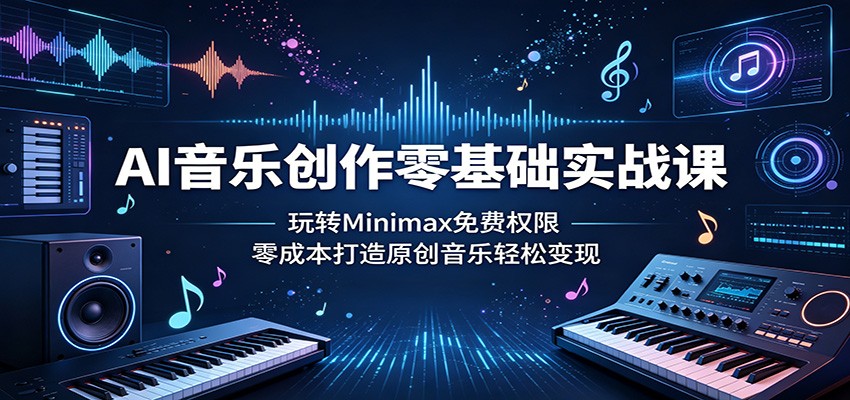 AI音乐创作零基础实战课:玩转Minimax免费权限,零成本打造原创音乐轻松变现-紫橙资源网