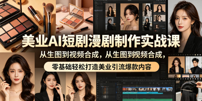 美业AI短剧漫剧制作实战课,从生图到视频合成,零基础轻松打造美业引流爆款内容-紫橙资源网