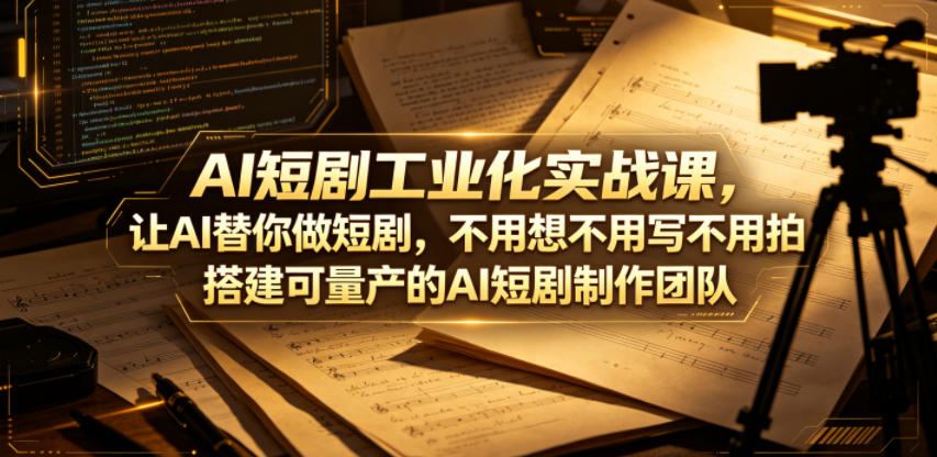 AI短剧工业化实战课,让AI替你做短剧,不用想不用写不用拍,搭建可量产的AI短剧制作团队-紫橙资源网