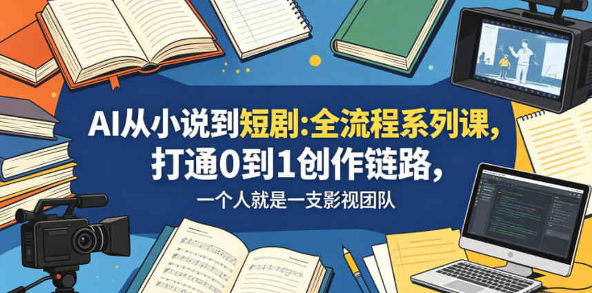 AI从小说到短剧全流程系列课,打通0到1创作链路,一个人就是一支影视团队-紫橙资源网