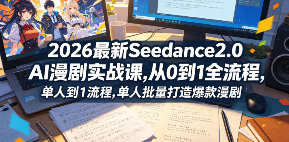 2026最新Seedance2.0 AI漫剧实战课,,从0到1全流程,单人批量打造爆款漫剧-紫橙资源网