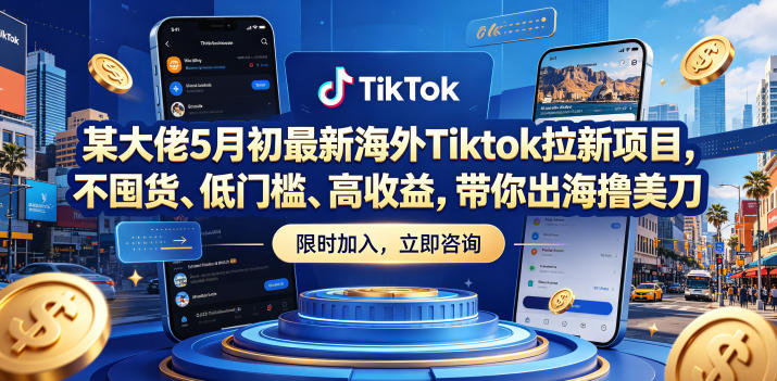 某大佬5月初最新海外Tiktok拉新项目,不囤货、低门槛、高收益,带你出海撸美刀-紫橙资源网