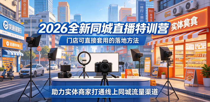 2026全新同城直播特训营,门店可直接套用的落地方法,助力实体商家打通线上同城流量渠道-紫橙资源网