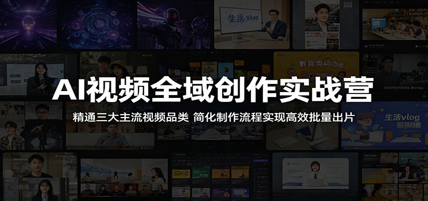 AI视频全域创作实战营:精通三大主流视频品类,简化制作流程实现高效批量出片-紫橙资源网